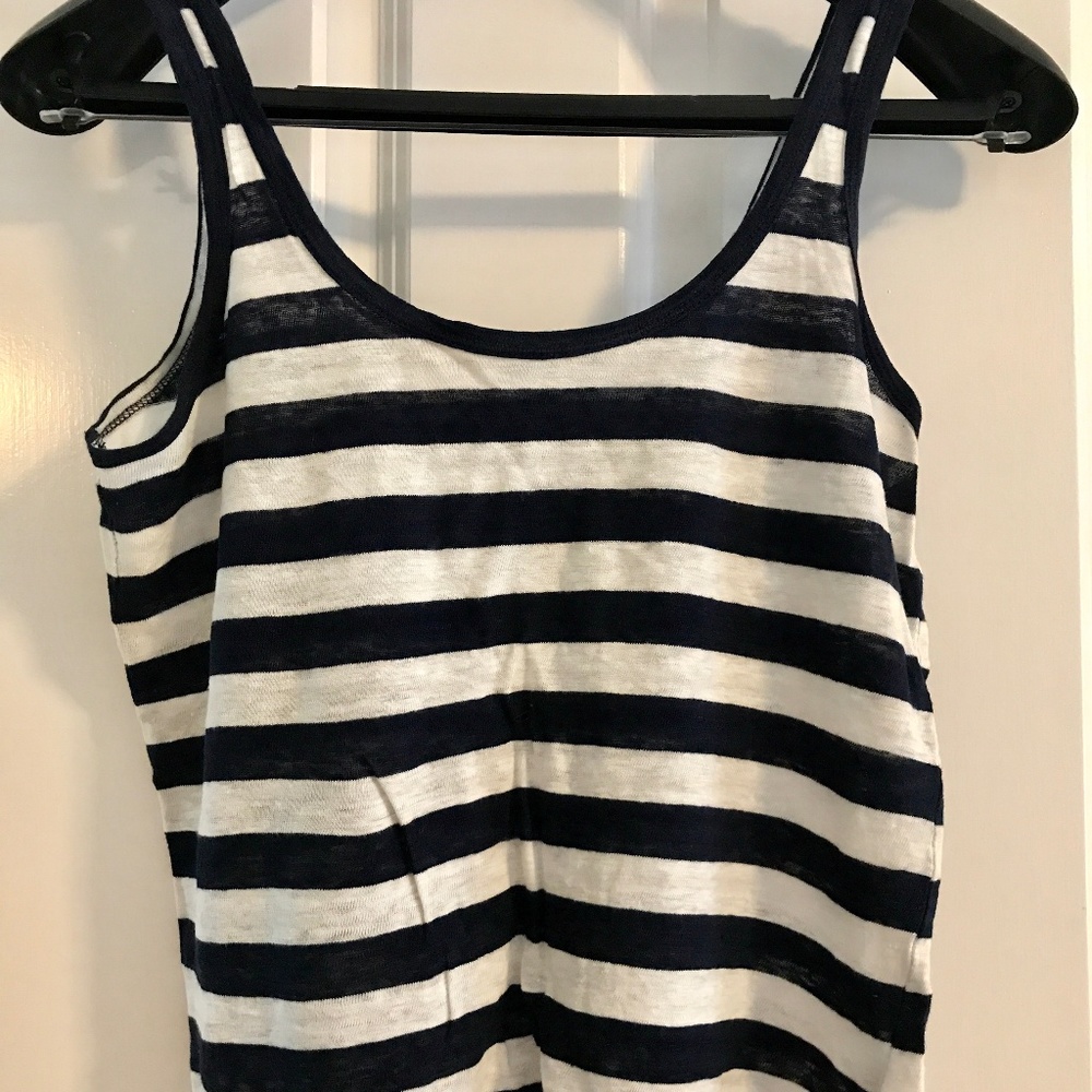 Navy and White J Crew linen tank